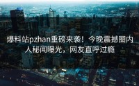 爆料站pzhan重磅来袭！今晚震撼圈内人秘闻曝光，网友直呼过瘾