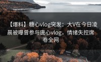【爆料】糖心vlog突发：大V在今日凌晨被曝曾参与唐心vlog，情绪失控席卷全网