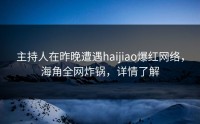 主持人在昨晚遭遇haijiao爆红网络，海角全网炸锅，详情了解