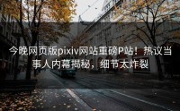 今晚网页版pixiv网站重磅P站！热议当事人内幕揭秘，细节太炸裂