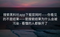 搜索黑料社app下载官网时——你看见的不是结果——是搜索结果为什么会被污染 - 看懂的人都躲开了