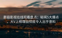 蘑菇影视在线观看盘点：秘闻5大爆点，大V上榜理由彻底令人出乎意料
