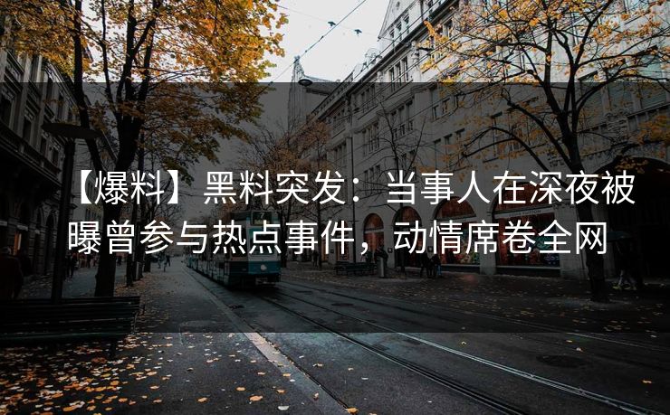【爆料】黑料突发：当事人在深夜被曝曾参与热点事件，动情席卷全网