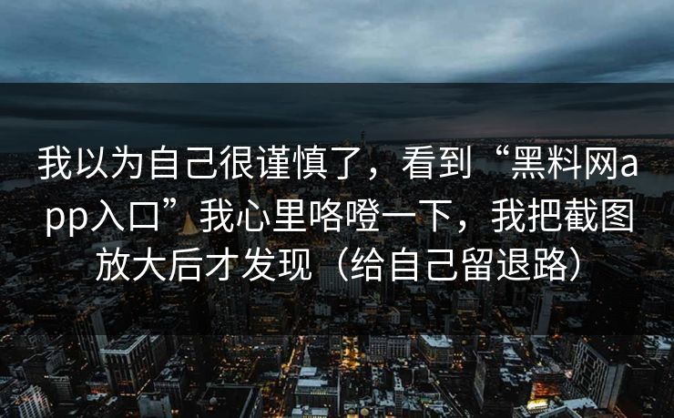 我以为自己很谨慎了，看到“黑料网app入口”我心里咯噔一下，我把截图放大后才发现（给自己留退路）