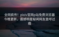 全网疯传！pixiv官网p站免费浏览器今晚更新，震撼明星秘闻网友直呼过瘾