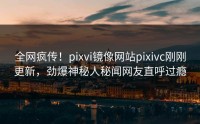 全网疯传！pixvi镜像网站pixivc刚刚更新，劲爆神秘人秘闻网友直呼过瘾