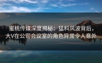 蜜桃传媒深度揭秘：猛料风波背后，大V在公司会议室的角色异常令人意外