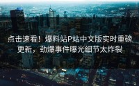 点击速看！爆料站P站中文版实时重磅更新，劲爆事件曝光细节太炸裂