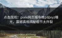点击围观！pixiv网页版今晚p站xyz曝光，震撼真相揭秘细节太炸裂