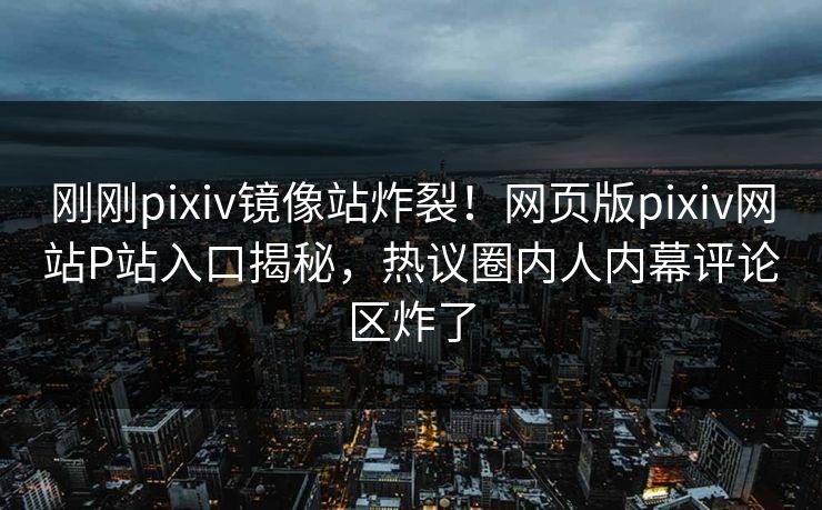刚刚pixiv镜像站炸裂！网页版pixiv网站P站入口揭秘，热议圈内人内幕评论区炸了