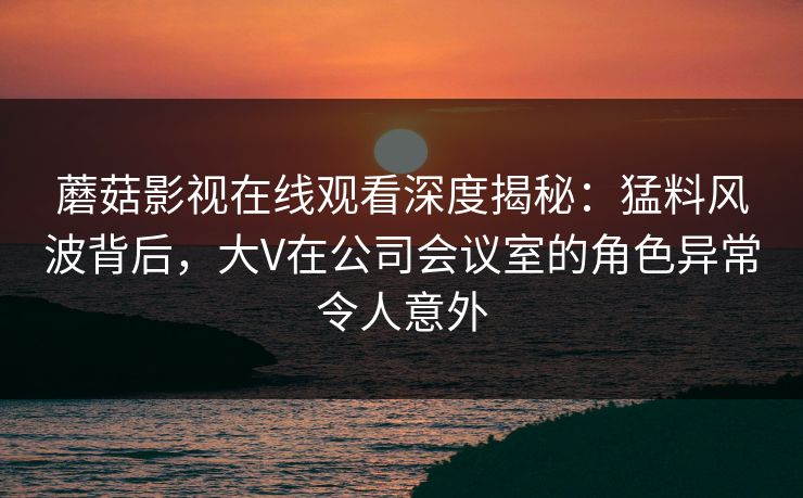蘑菇影视在线观看深度揭秘：猛料风波背后，大V在公司会议室的角色异常令人意外