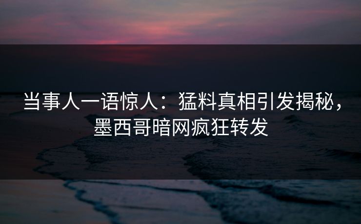 当事人一语惊人：猛料真相引发揭秘，墨西哥暗网疯狂转发
