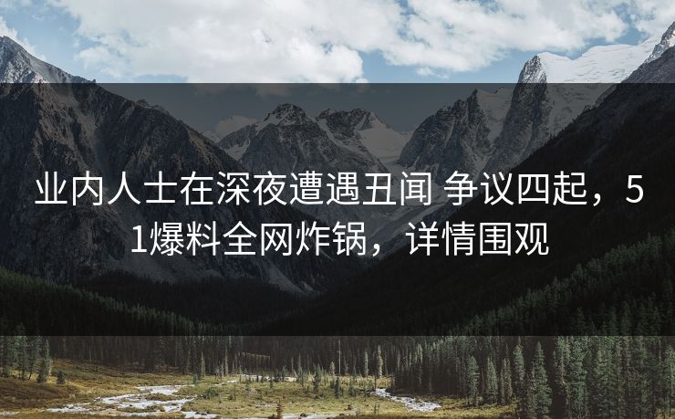 业内人士在深夜遭遇丑闻 争议四起，51爆料全网炸锅，详情围观